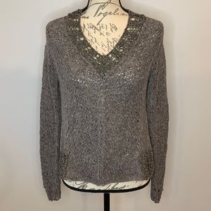 Eileen Fisher Gray V-Neck Sweater